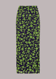Linear Floral Bias Mesh Skirt